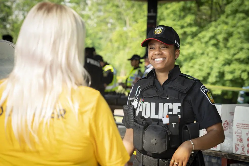 Friendly black female police officer